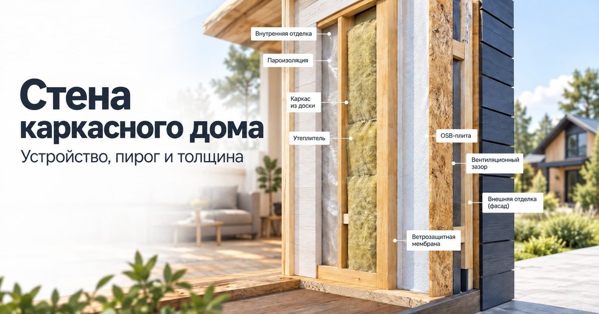 из чего состоит стена в каркасном дома